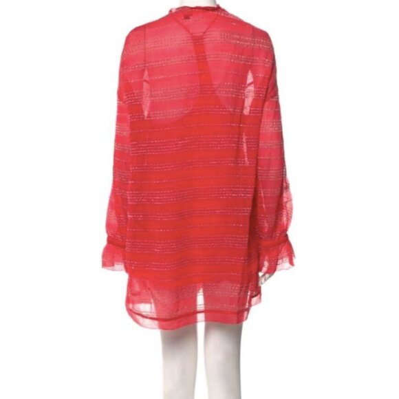 IRO Bluy Mini Dress in Dark Coral With Meallic Embroidery Size 34/XS - Picture 2 of 9